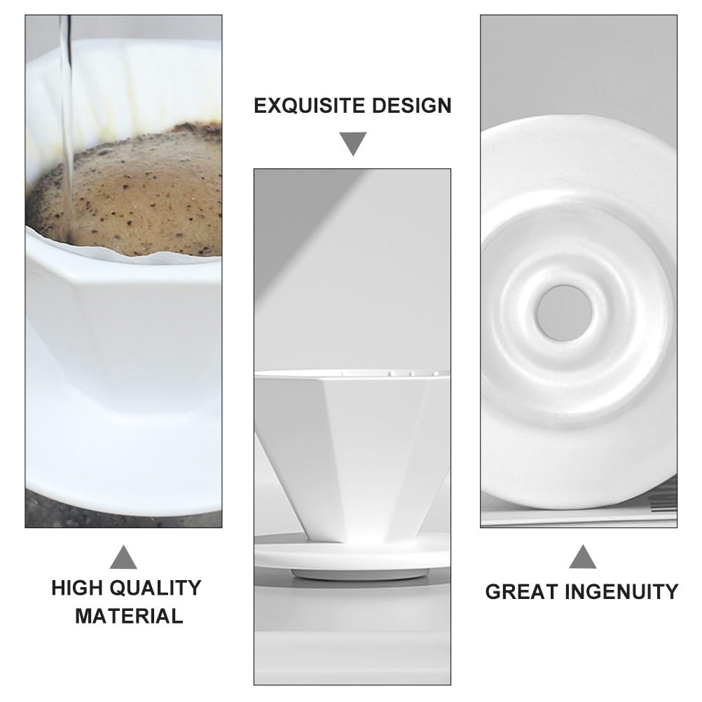TEHAUX Filtro per Caffè in Ceramica, Gocciolatore Manuale, Bianco Opaco | Compatibile con I Filtri , Capacità da 1 a 4 Tazze, Strumento per Caffè Riutilizzabile, Preparazione Del Caffè Uniforme,