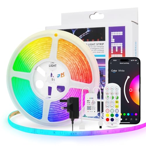 EXTRASTAR LED Strip Light 5M 300 LEDs, Cuttable Multiple RGB Light Strip Music Sync with App and Remote Control, IP44 TV Backlight with Timer, Work with Google Home and Alexa