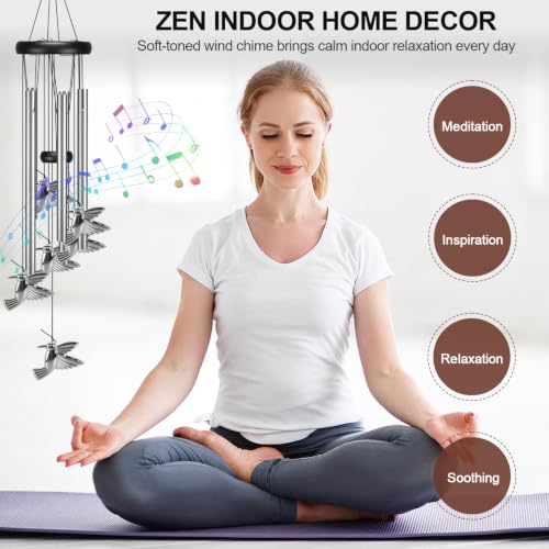 Image of Virekm Hummingbird Wind Chimes for Outside, Decorations for Patio Porch | Bird Wind Chime Outdoors, Clearance Sympathy Windchimes Deep tone, Memorial Gifts for Mom, Garden Decor for Home and Backyard