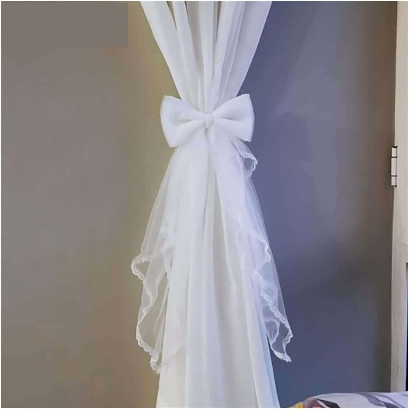 Anneau de rideau magnétique, cordon de rideau à gl Attaches de rideaux TulleEmbrasses Noeud Dentelle TasselClips Corde Bretelles en Mousseline de Soie Accessoire for la décoration de la Maison (Couleu