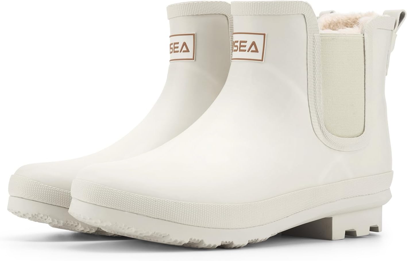 HISEA Women's Plush Rain Boots Waterproof, Chelsea Rubber Booties Women, Ladies Ankle Snow Boots for Winter Spring Garden Outdoor