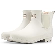 HISEA Womens Plush Rain Boots Waterproof, Chelsea Rubber Booties Women, Ladies Ankle Snow Boots for Winter Spring Garden Outdoor