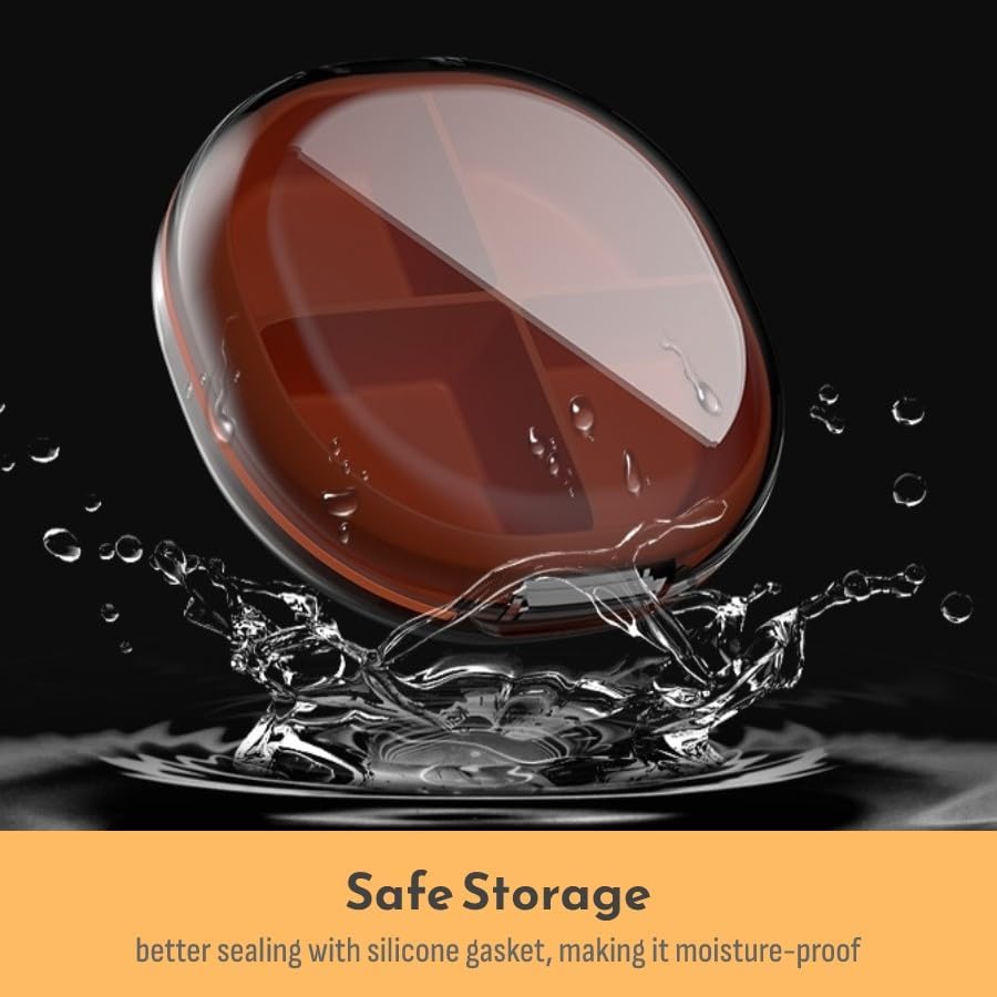 Miniatura 4 de Pastillero de viaje transparente, estuche compacto de vitaminas pequeño, soporte de píldoras de silicona suave, 3 compartimentos organizador de