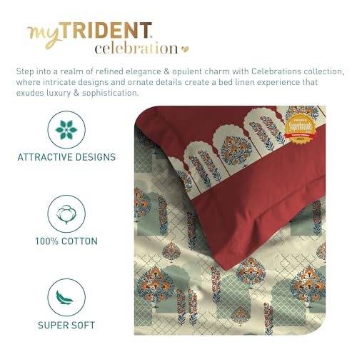 Image of MYTRIDENT Celebration Bedsheet Gifting Collection Double Size - Ruhani Orange