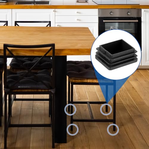 Image of uxcell 16 Pcs Rectangle Tubing End Caps 2 x 1 9 /16 Inch Plastic Hole Plugs Insert End Cap for Metal Tubing Post Chair Leg Table Bookshelves Furniture, Black