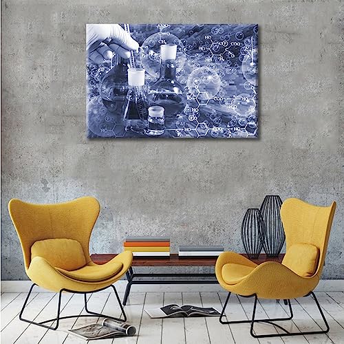 Image of TUMOVO 1 PanelsScientist and Test Tubes Laboratory Concept Artwork Canvas Paintings for Bedroom, Living Room, Office. Medical Chemical Equations Home Decor Framed Ready to Hang (16 inch Wx24 H)