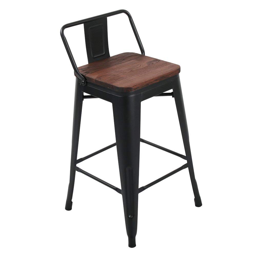 Buy HAOBO Home 24" Low Back Metal Counter Stool Height Bar Stools with