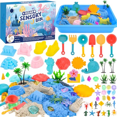 ZUSUZU Arena Magica Niños,Juguetes de Arena 1000 Arena Mágica Kit,Juego de Arena Mágica Océano,Cumpleaños Regalo Niña Niño 3 4 5 6 7 8 9 Años Arena Magica Set