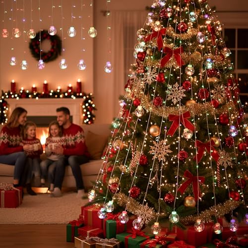Image of Gigawatts Fairy Curtain String Light with Ball Shape Orbs 138 LEDs 2.5m Indoor & Outdoor Decoration Lights for Home Diwali Christmas Wedding and Party (Pack of 1, Multicolour)
