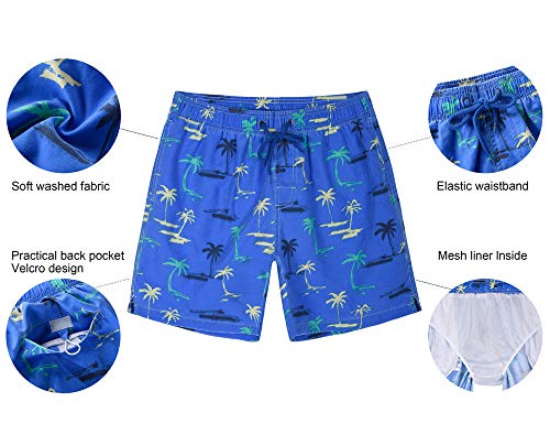 Nonwe Men's Beachwear Coconut Palm Printed Hawaiian Soft Washed Swim Trunks Pink 36 #TOP4