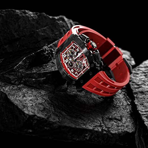 Image of Tsar Bomba Mens Watches Quartz Wristwatch for Men Waterproof 50M Analog Luxury Tonneau Chronograph Calendar Date Men's Dress Business Work Watch Gift for Men