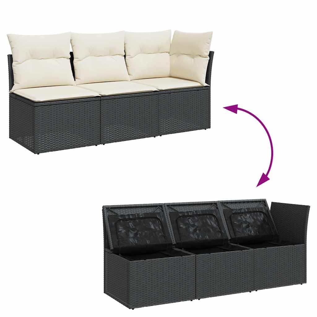 vidaXL Canapé de Jardin 3 Places Résine Tressée Noir