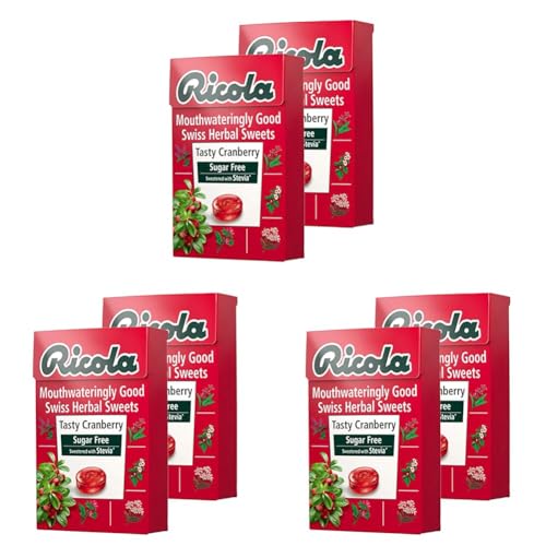Image of Ricola Tasty Cranberry Swiss Herb Lozenges Sugar Free Candy, 1.59 Oz 45 G, 6 Pack..
