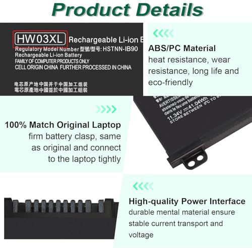 Image of DMKAOLLK 41.04Wh HW03XL Battery for HP L97300-005, Replacement for HP Pavilion 15-EG 15-EH 17-CN 17-CP 15-eg0xxx 15t-eg000 15-eg0053cl 15-eh0050wm 17-cn0xxx HWO3XL HW03041XL