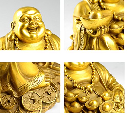 Smrthmrt Feng Shui Decor Laughing Buddha Statue Maitreya Figurine Carrying Money Bag Happy Buddha For God Luck Brass Sculptures Home Decorations (Small) #TOP5