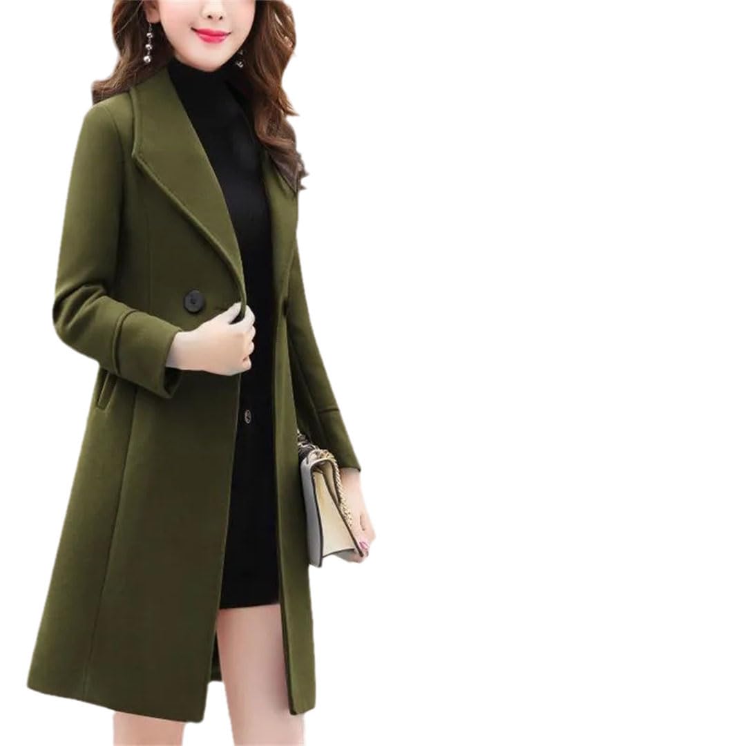 Primavera Autunno Donne Anti-Pilling Collo Del Vestito di Media Lunghezza Cappotto di Lana Femminile Slim Giacca Sciolta