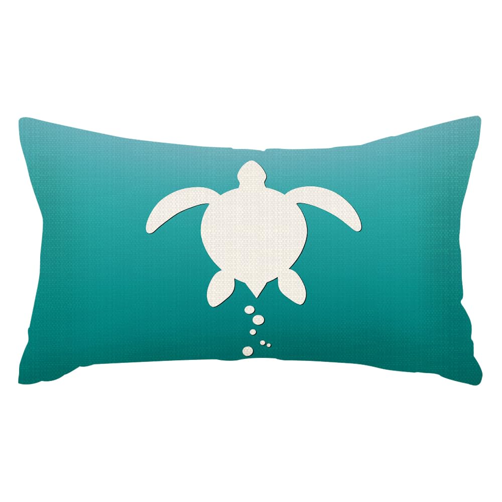 SSOIU Throw Pillow Covers Sea Turtle Bubbles Against Blue-Green Ocean Cushion Pillow Case Home Decor Pillowcase 12x20 Inches
