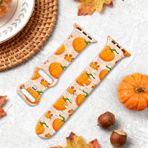 Image of wipalor Fall Thanksgiving Band for Apple Watch Bands for Women 42mm 41mm 40mm 38mm, Cute Holidays Fall iWatch Bands for Women iPhone Watch Bands Series 11 10 9 SE 8 7 6 5 4 3-Thanksgiving /Pumpkin