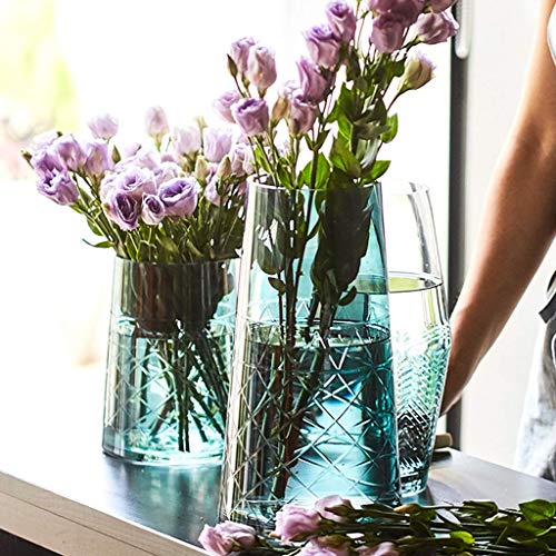 Tafelvaas, Lelie Tulpenvaas Groene Glazen Vaas Stabiele Basis Vaas, Thuis Klein Appartement Vaas, 3 Stijlen (Kleur: Groen, Maat: 9 * 9 * 27CM) - Afbeelding 3