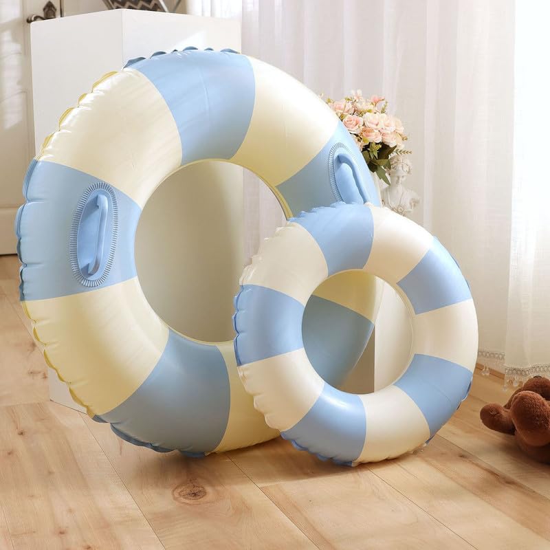 浮き輪 うきわ 60 70 80 90 100 120 子供用 大人用 スイミング 浮具 強い浮力 可愛い ストライプ柄 ins風 夏海遊び 水遊び プールパーティー 海水浴 日光浴 暑さ対策 - 3