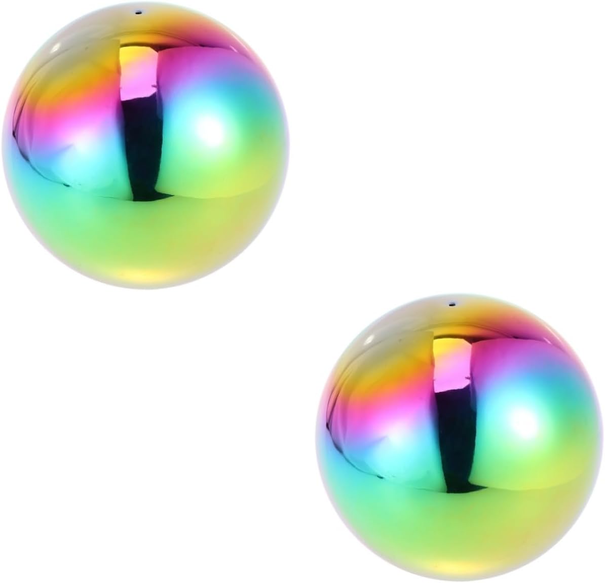 DULAI 2 Pcs Silver Decorations Ice Cream Cone Stand Rainbow Shiny Sphere Metal Mirror Gazing Ball Globe Balls Garden Reflective Gazing Globe Polished Sphere Gazing Sphere Earth Desktop
