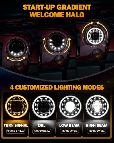 Image of Auxbeam Starlight Flow Series 7 Inch LED Headlights for Jeep Wrangler JK