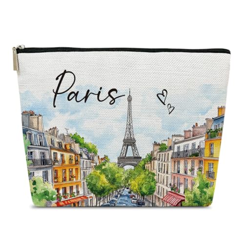 Paris Travelling Gift Makeup Bag, City Travel Cosmetic Bag for Purse, Watercolor Gifts, Paris Souvenir, Trip Favors for Traveller, Travelling Lovers, City Themed Organizer