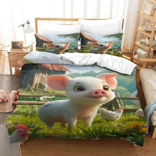 Housse de couette cochon microfibre respirante 140x200