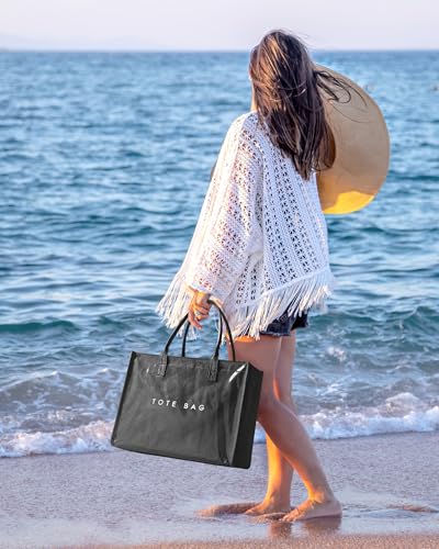 Bolso tote grande de PVC para mujer con asas miniatura 3