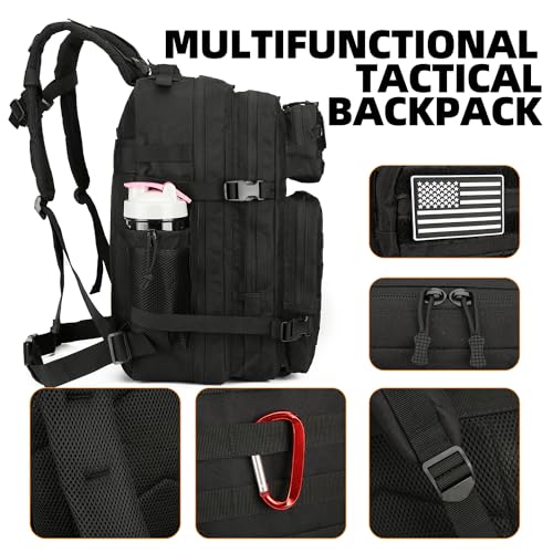 Lovelinks21 25L Tactical Backpack for Men Women Military Backpack Army Assault Pack Molle Backpack Small Bug Out Bag Travel Rucksack Daypack (Black) - Thumbnail 6