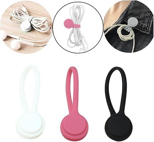 Miniatura 2 de 20pcs Cable Organizer Minimalist Silicone Cable Organizer for Data, Headphone, and Charging Cords Dark Pink