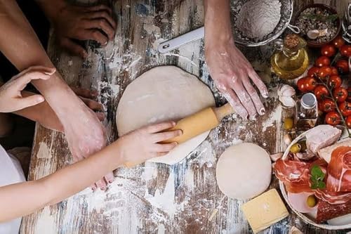 Natural Wooden Rolling Pin for Baking | Wood Belan Tapered Design Non-Stick Rolling Pin | Essential Kitchen Dough Roller for Fondant, Pizza, Pie, Cookie and Pastry,Dumpling (14 Inches)