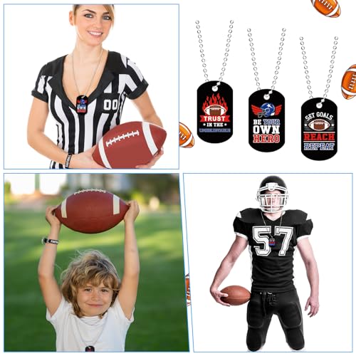 Yinkin 48 Pcs Football Gifts Bulk Include 24 Keychains and 24 Dogtag Necklaces with Sports Inspirational Encouraging Quotes for Students Teams Players Team Favors3