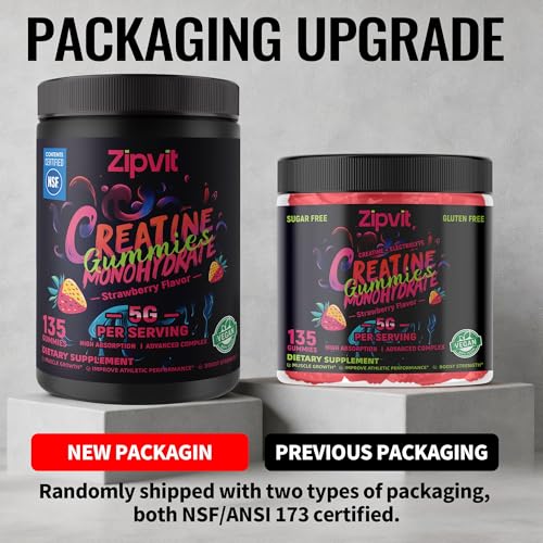 Image of Creatine Monohydrate Gummies, NSF Certified Creatine Gummy, 5g Dose for Men & Women to Support Muscle, Strength, Recovery, Cognitive Health & Memory, Strawberry Flavor, 135 Gummies