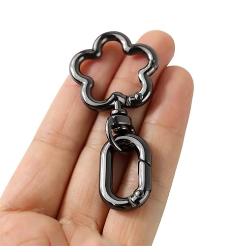 2個入り ナスカン キーホルダー 二重リング 回転フック スナップフック ハンドメイド金具 手作り アクセサリーパーツ 手芸用品 DIY材料 (ブラック)のサムネイル