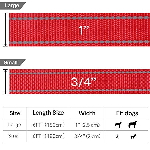 FunTags 6FT Reflective Dog Leash with Soft Padded Handle for Training,Walking Lead for Large & Medium Dog,1 Inch Wide… - Image 4