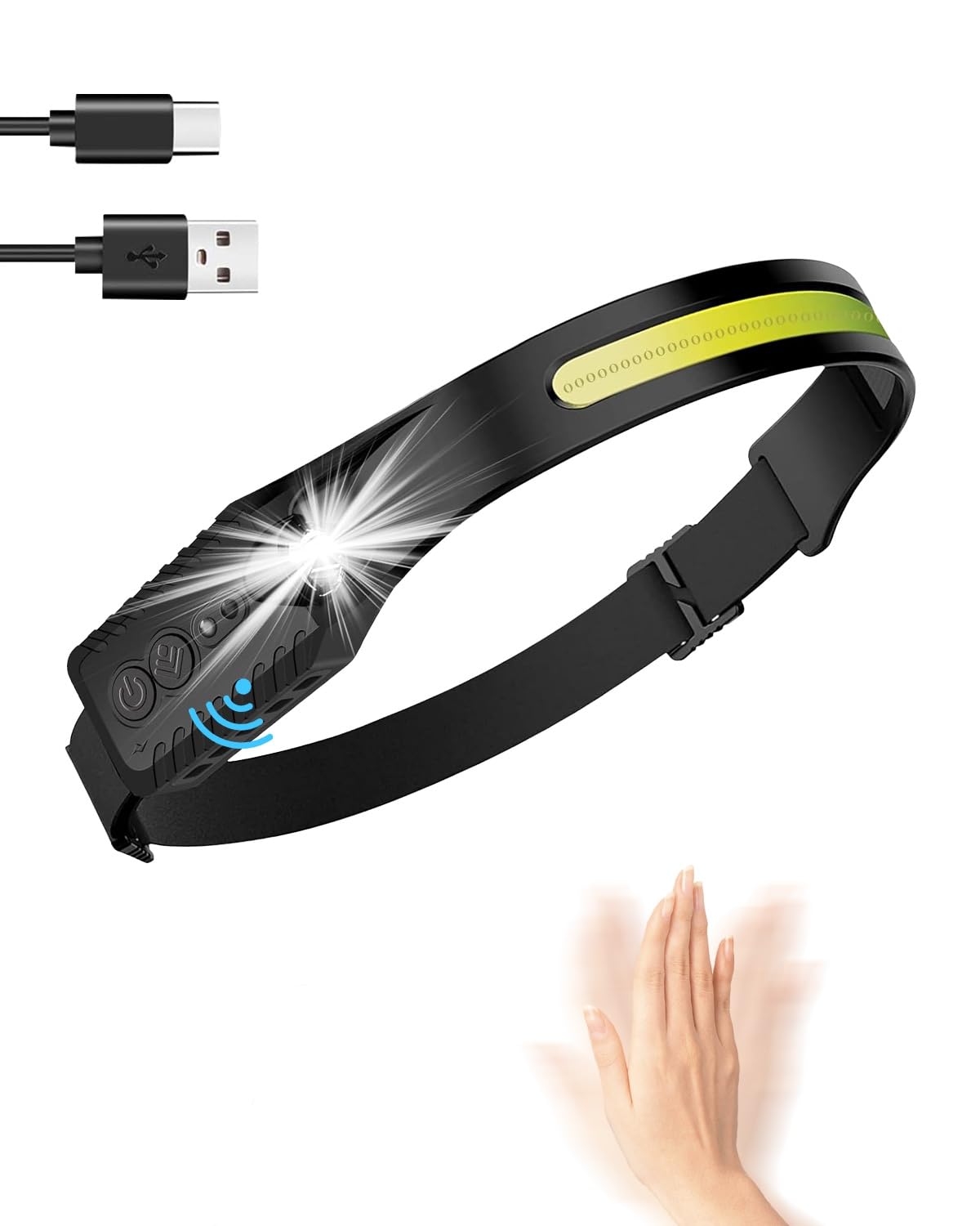 Victoper LED Lumilight Head Torch 7 Lighting Modes IPX4 Running Head Torch, 230 Degree Wide Beam Adjustable Sensor Headlamp Gift for Dad Lumi Li GHT Led Headband-image-5