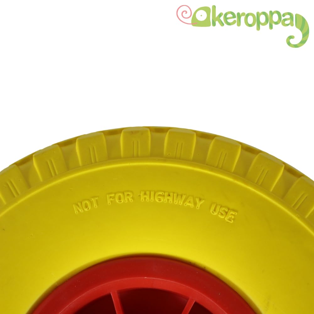 KEROPPA Rueda Maciza Carretilla Rueda para Carros 26 cm diámetro Eje ABS Grosor 7 cm Resistente Duradera Amarillo (1)