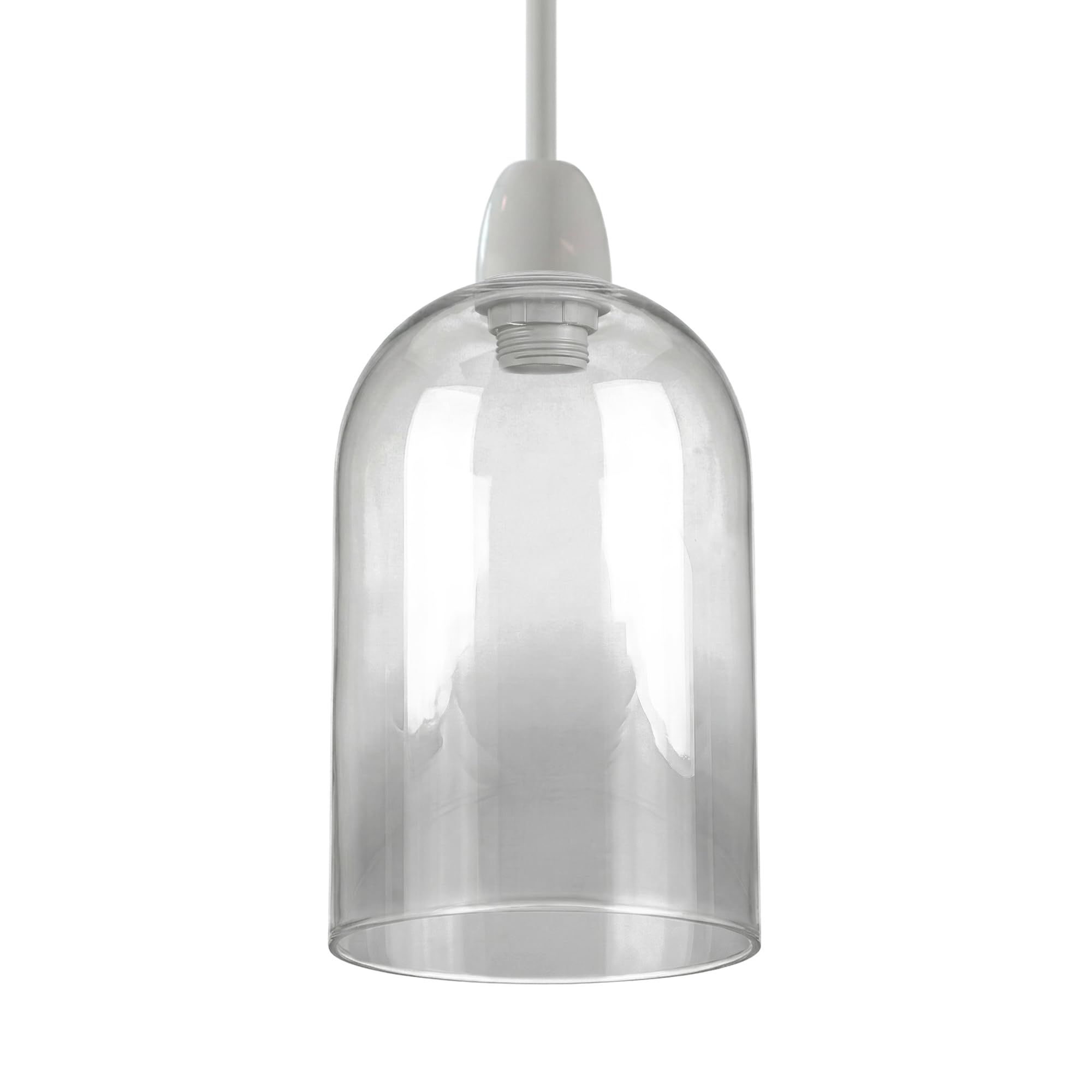 Glass Lamp Shade 23cm Height x 14.5cm Diameter, Clear Light Shade Replacement, E27 Easy Fit Ceiling Pendant & Table Lamp Shade, Vintage Modern Lighting for Living Room Bedroom