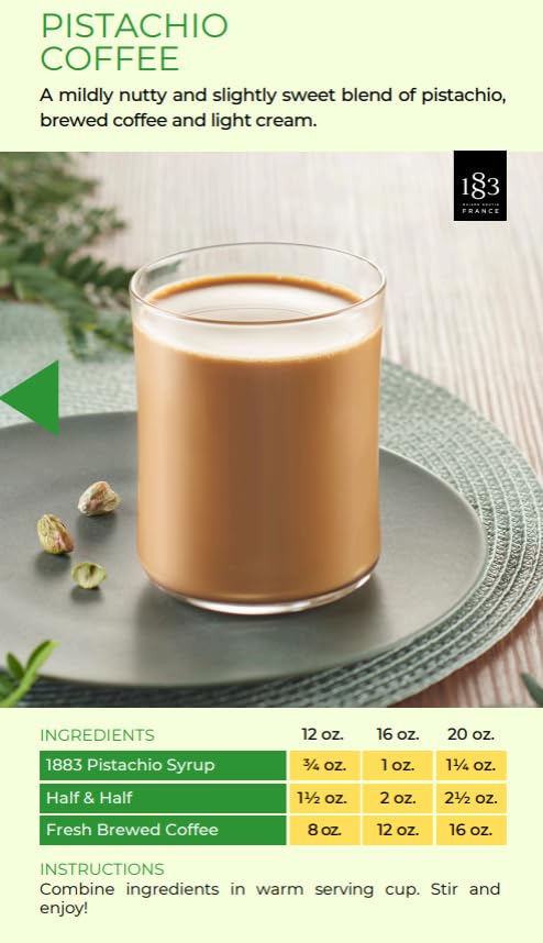 Image of 1883 Pistachio Syrup for Drinks, Made in France, 1 Liter Plastic Bottle