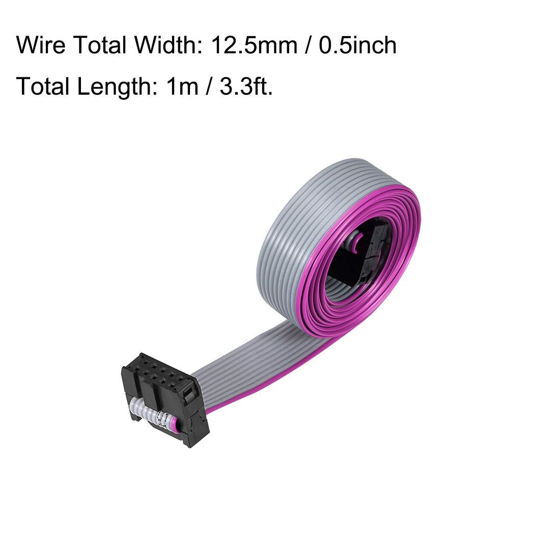 IDC Wire Flat Ribbon Cable FC/FC Connector A-type 10 pin 2,54 mm Pitch 1 m Length Grey