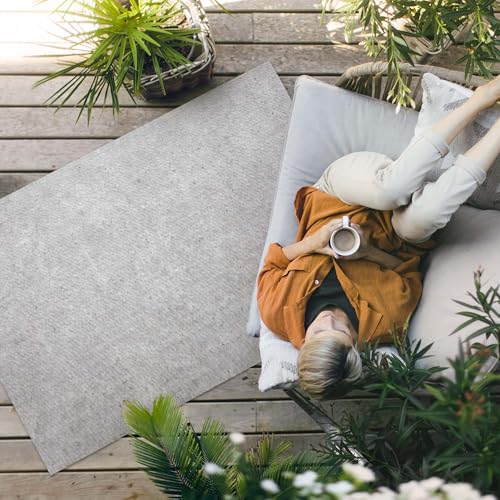 Tapis du sol vinyle 80x120 cm rectangle béton anti-décoloration balcon - 3
