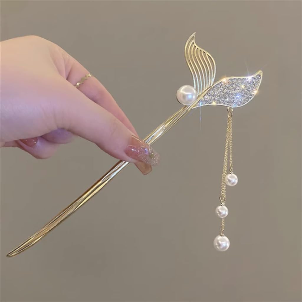 Super Fairy Mermaid Tail Tassel Hairpin Plate Chinese Marble Female