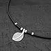 Men's Choker, Handmade Black Vegan Silicon and Silver Plated Leaf Pendant Necklace, Boho Tribal Jewelry for Guys by Magoo
