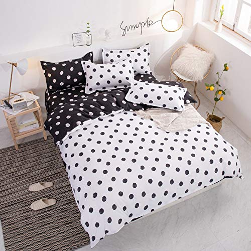 Polka Dots Bedding Set for Kids Boys Girls Teens Black and White Polka Dots Comforter Cover Geometry Duvet Cover Set Reversible Room Decor Simple Modern Bedspread Cover Full Size (No Comforter)