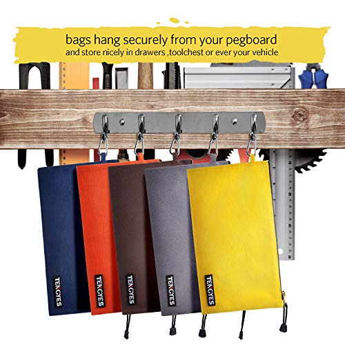 Tengyes Canvas Tool Pouch Zipper Bag - 5 Pack Utility Bags Heavy Duty Metal Zippers Pouches With Carabiner, Multi Durable Storage Organizer Clip On Tote Bags #TOP2