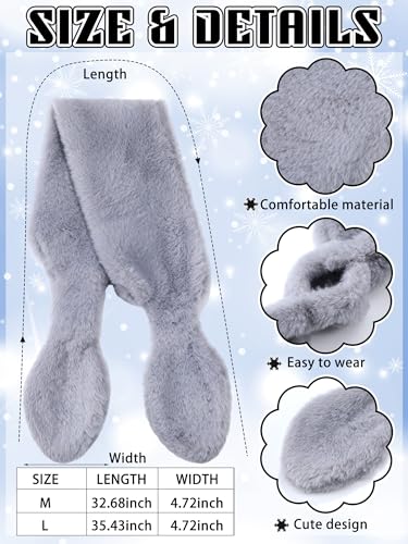 4 Pcs Women's Fur Collar Scarves for Winter Furry Faux Fur Loophole Scarves Trimmed Neck Warmer3