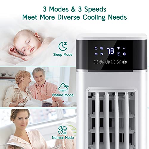 Evaporative Cooler, Mepty 30’’ Portable Air Cooler With 70° Oscillation, 12H Timer Cooling Fan With 2 Ice Packs, 3 Speeds & Modes, Remote Control, For Bedroom, Large Room, Office (White) #TOP1