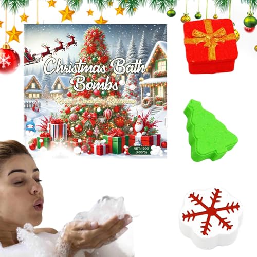 Ihdjasg Baño De Burbujas Navideño Para Niñas,Accesorio de Aromas de Caja con Motivos de Nieve y Árbol | Bombas De Ducha Con Cuidado De La Piel,Para Niñas, Hija, Novia, Spa, Rellenos Para