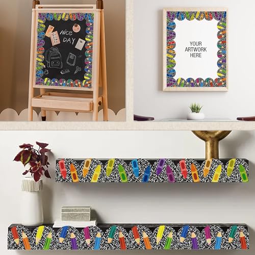 72Ft Bulletin Board Borders Crayon Pencil Rainbow Classroom Decorations, Black and White Scalloped Rolled Border Trim for Teacher Back to School Bulletin Board Classroom Home Wall Door Supplies - Image 7